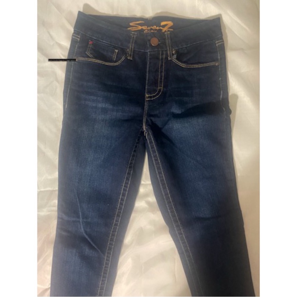 Seven7 Women's Deep Indigo Skinny Jeans control tummy top